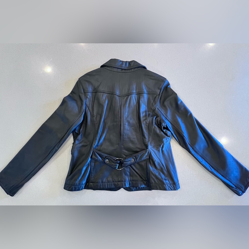 Kenneth Cole Reaction Black Leather Women’s Jacket Sz XL Back Buckle Detail - Picture 8 of 16